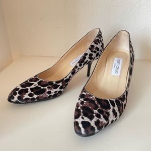 Authentic Jimmy Choo Irena Leopard Print Pony Heels
